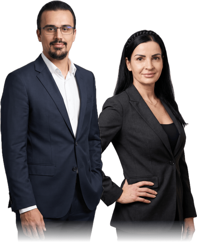 Daniel Lux, founder of Linxact (left), and Ivana Flynn, iGaming SEO consultant (right), standing side by side as partners